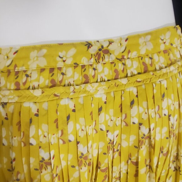 American Eagle Outfitters Floral Yellow Pleated mini-Skirt Size 8 Fully Lined - Picture 5 of 10